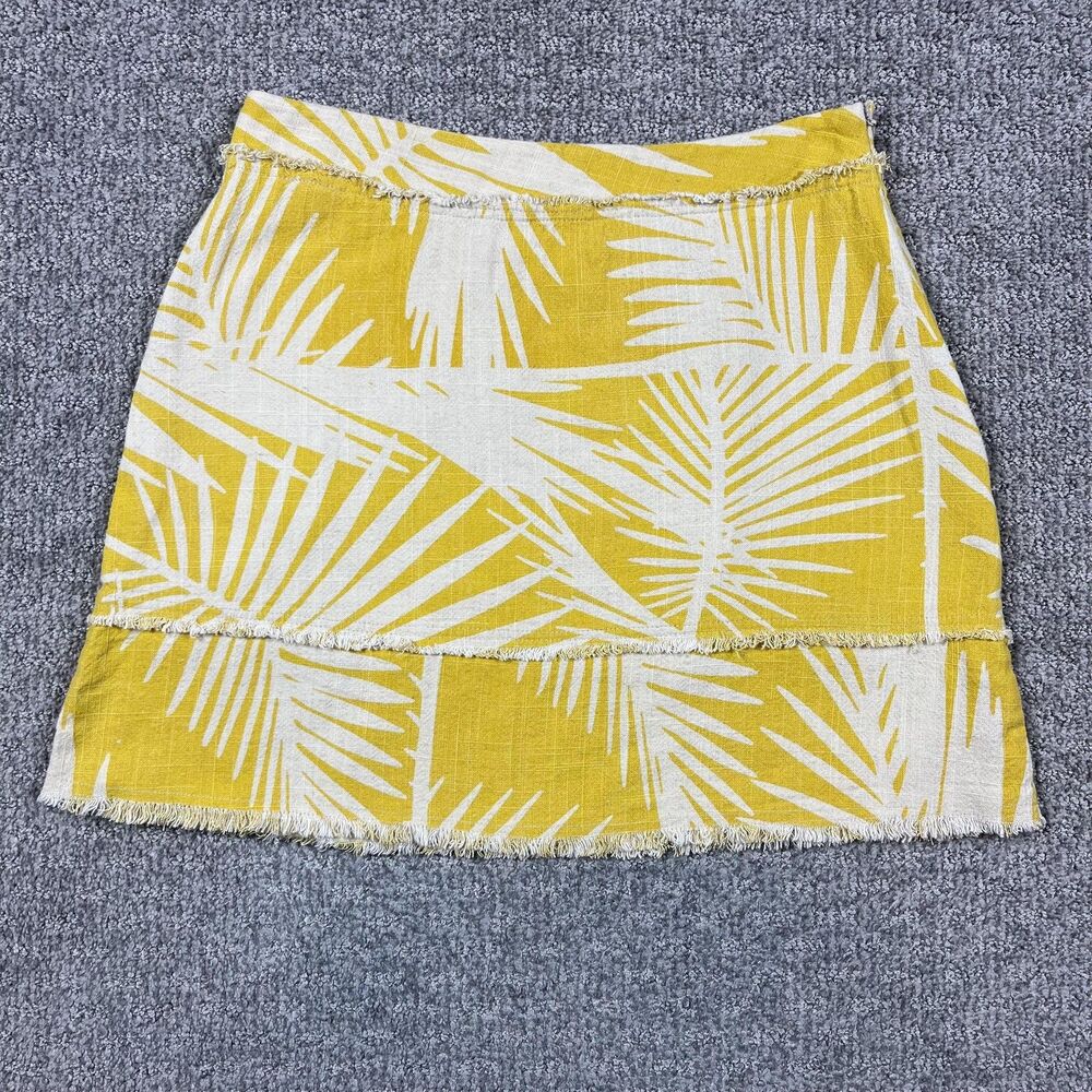 Market Spruce Skirt Womens Medium Yellow Linen Blend Boho Coastal Tropical Beach
